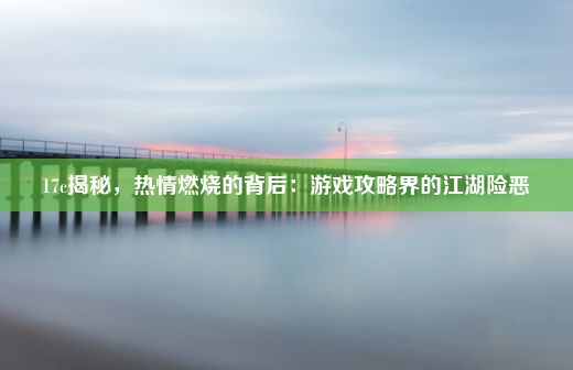 17c揭秘，热情燃烧的背后：游戏攻略界的江湖险恶