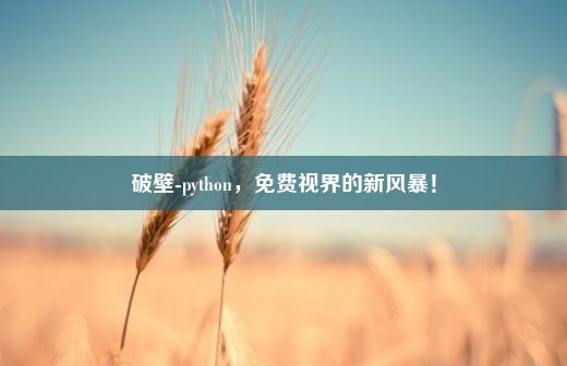 破壁-python，免费视界的新风暴！