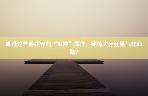 瞧瞧这些游戏界的“瓜神”操作，笑掉大牙还是气炸心肺？