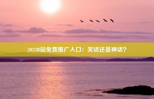 2023B站免费推广入口：笑话还是神话？