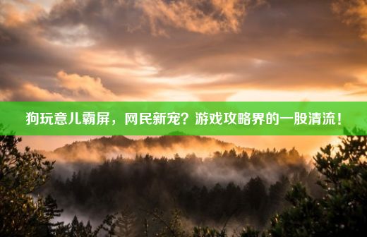 狗玩意儿霸屏，网民新宠？游戏攻略界的一股清流！