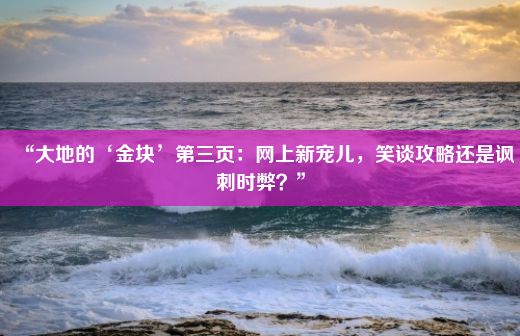 “大地的‘金块’第三页：网上新宠儿，笑谈攻略还是讽刺时弊？”