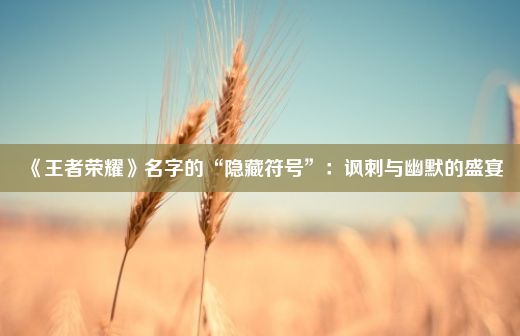 《王者荣耀》名字的“隐藏符号”：讽刺与幽默的盛宴